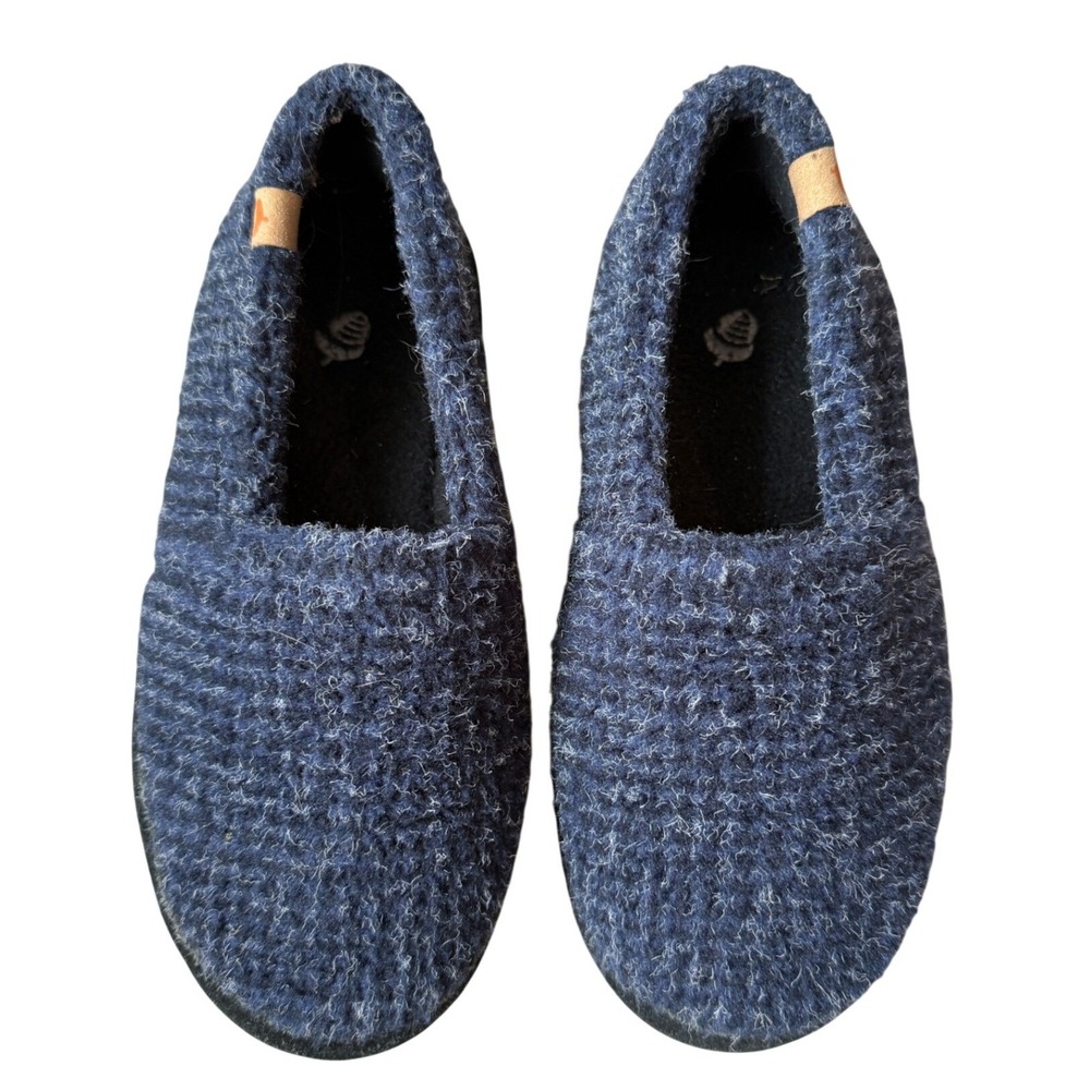 Acorn Kids Navy Blue Knit Slip On Moccasin‎ Slippers Size 3-4
